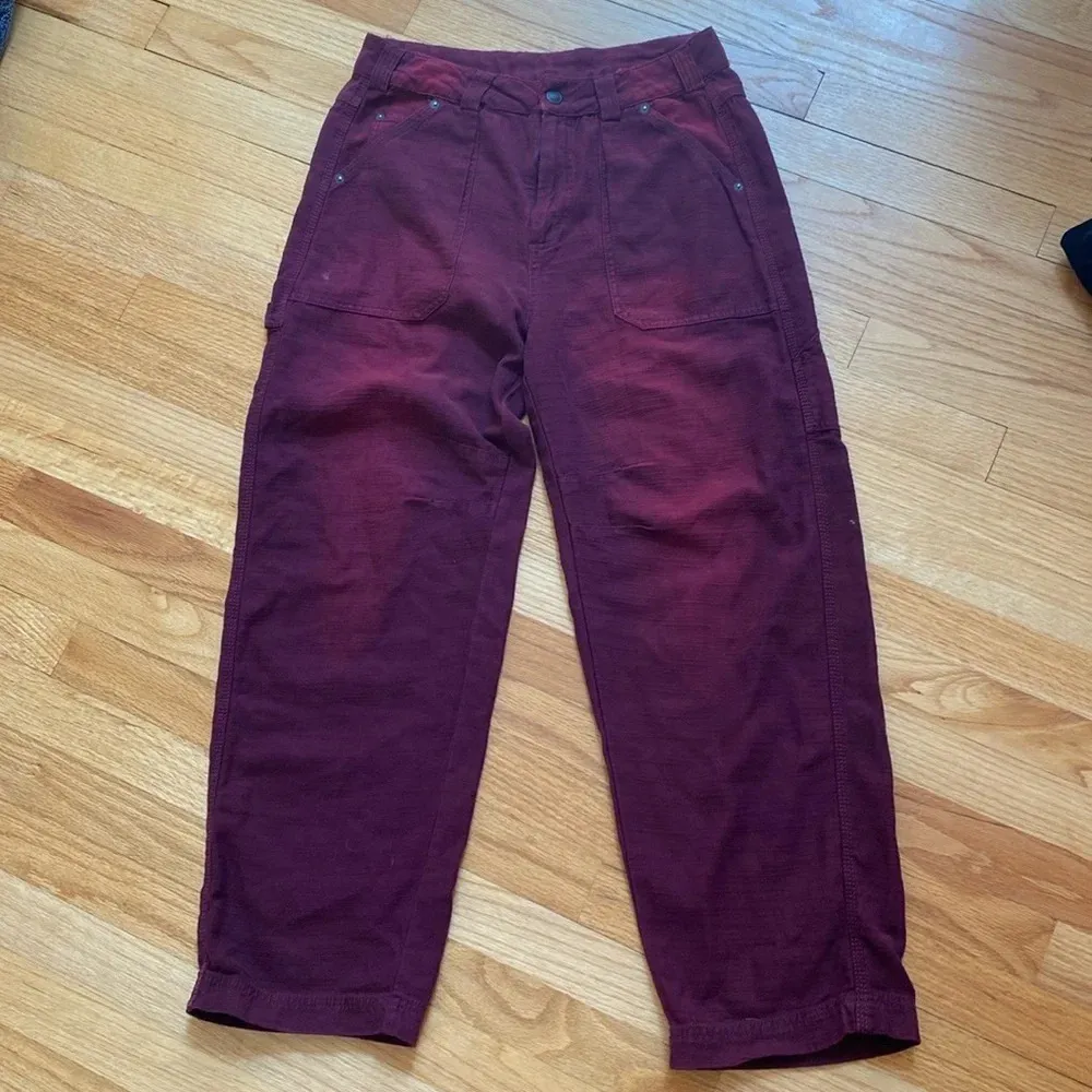 Free‎ People Stay Awhile Carpenter Pants Mulberry Size 4 Purple Maroon Wide Leg - Image 3