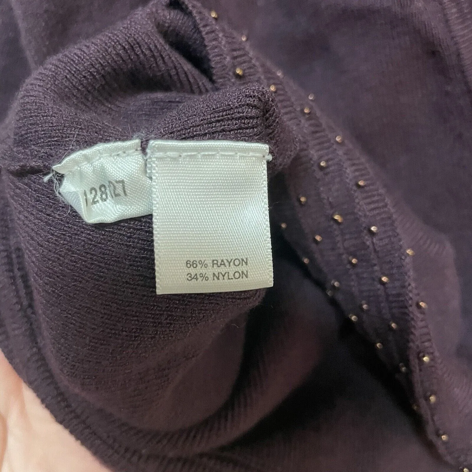 NWOT Ann Taylor Loft Purple Knit, Open-Style Cropped Sweater w/ Tie Front - Sz L - Image 4