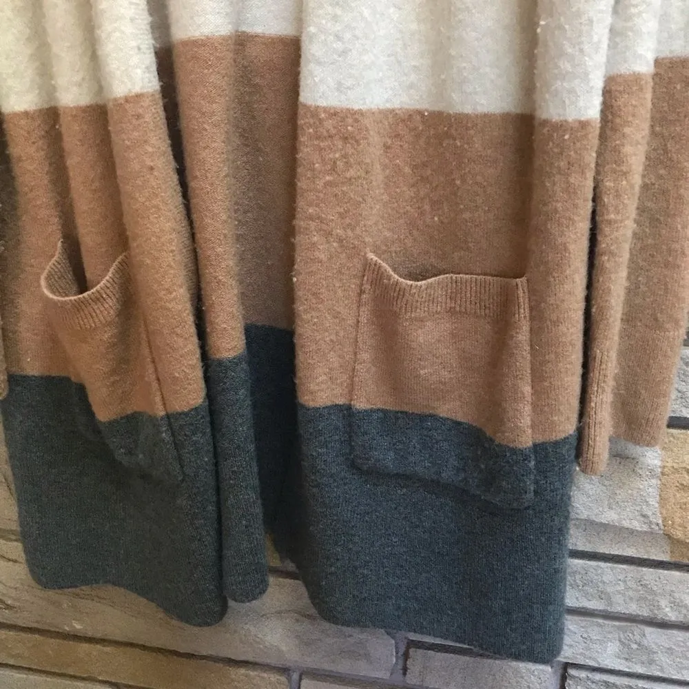 Madewell KENT COLORBLOCK CARDIGAN IN ANTIQUE CREAM Tan Medium Alpaca Wool - Image 4