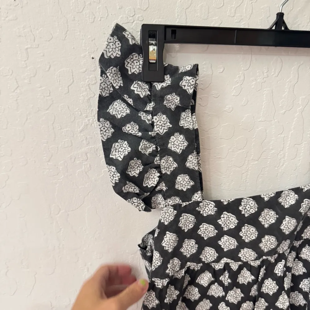 Outerknown Gray Black White Astrid Floral Babydoll Tank Top Waist Crop Small - Image 4