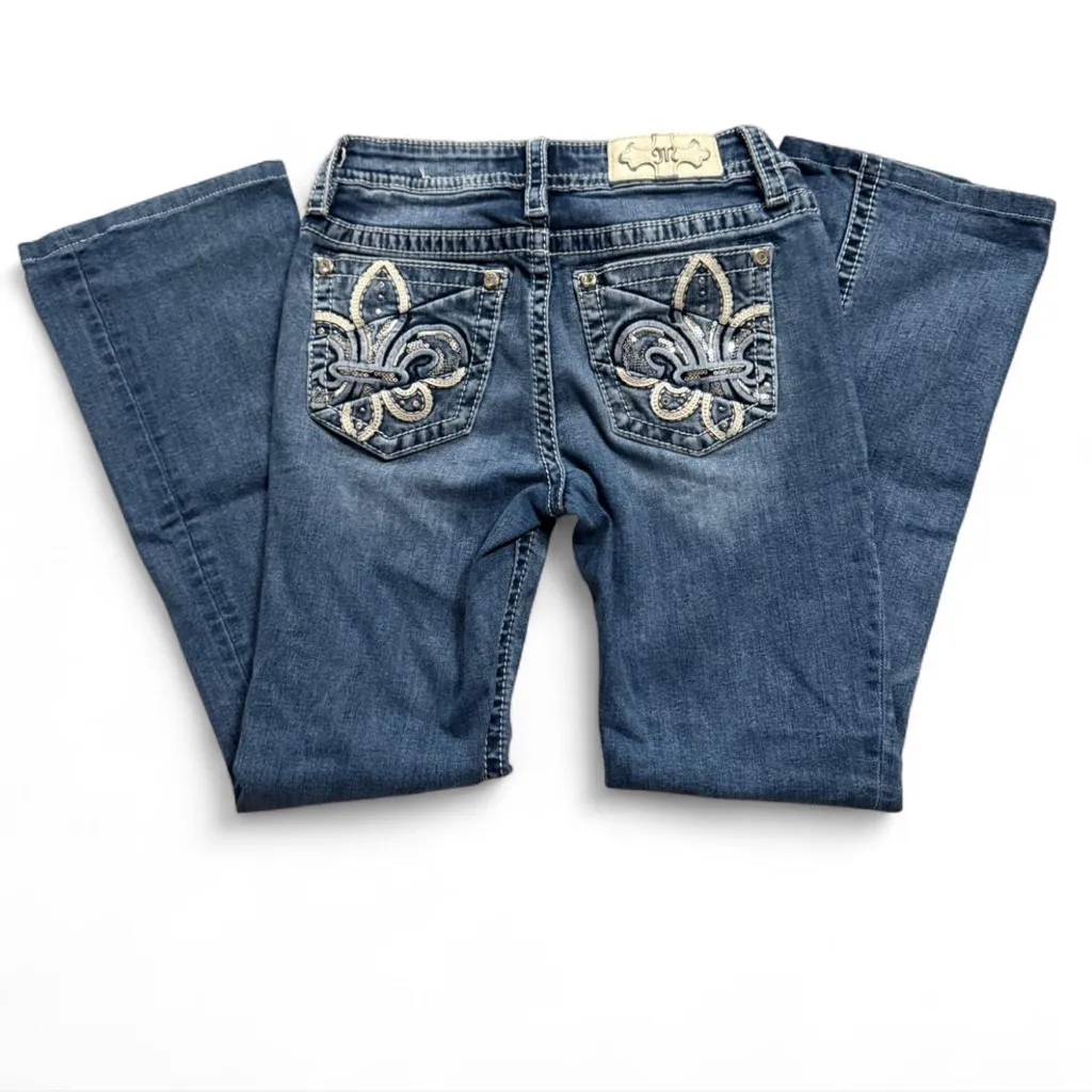 Miss Me Blue Flare Jeans with Embroidered Pockets - Image 2