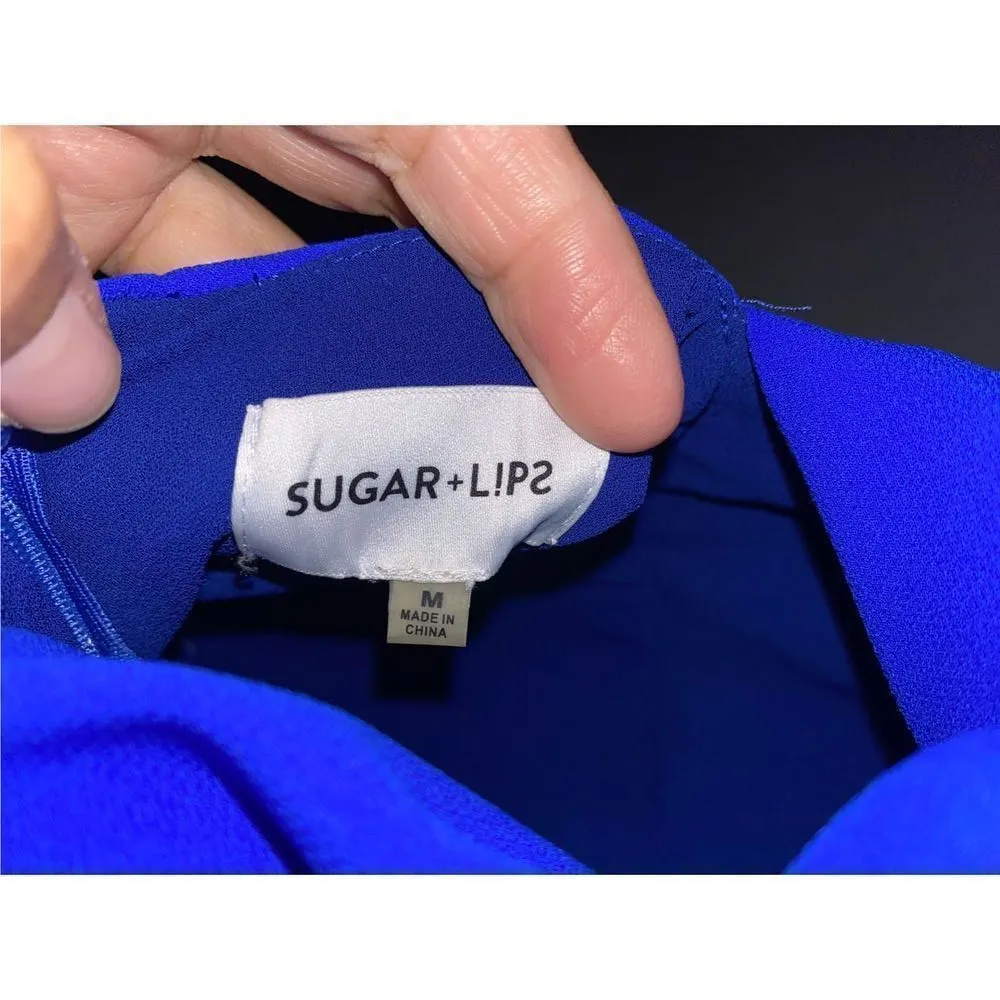 Sugar Lips Blue Spaghetti Stap Bow Tie Romper NWT Size Medium - Image 7