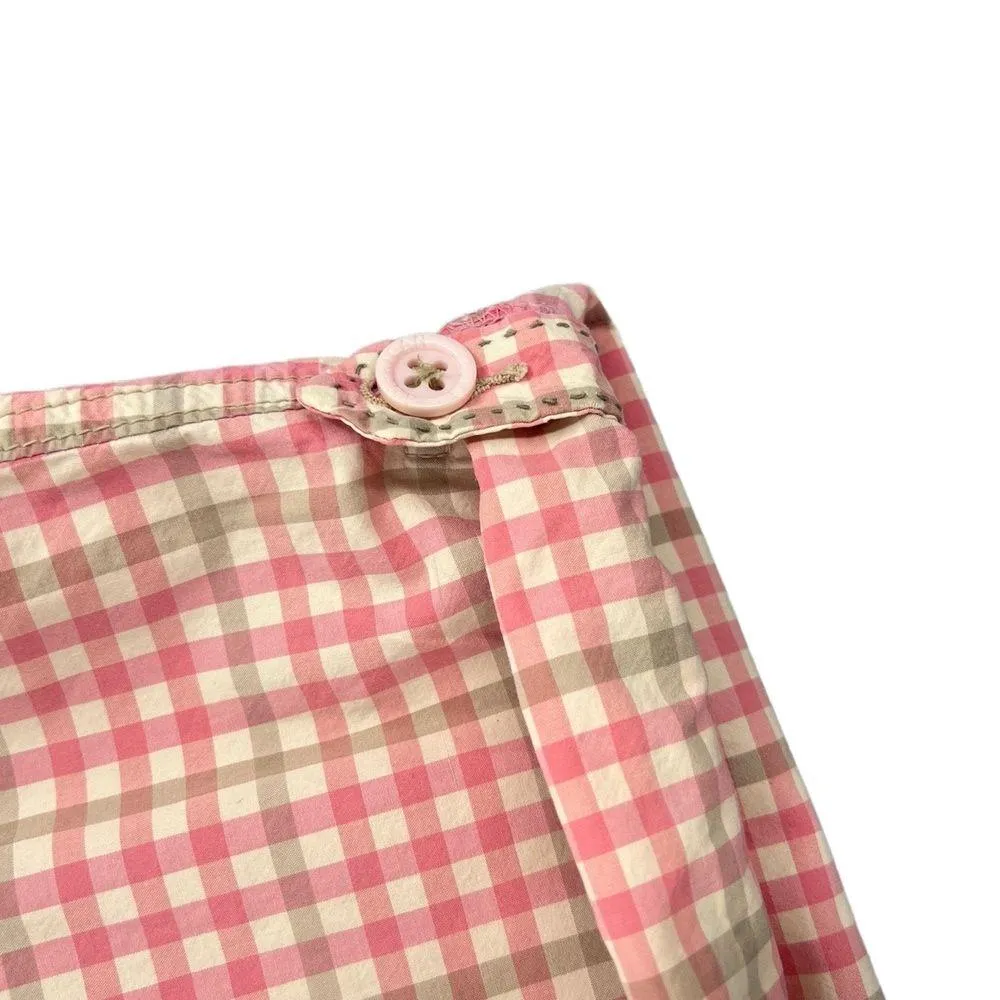 American Eagle Bermuda Shorts Pink Plaid Gingham Check Roll Leg Size 10 Flaw - Image 4