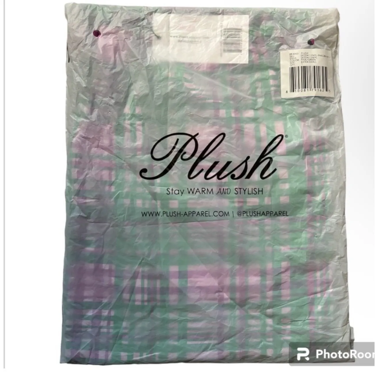 Revolve Plush Plaid Sarong Skirt in Pink and Green Multi Oversized XS NWT - Image 6