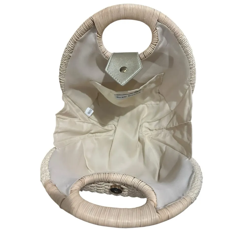 Cream Woven Summer Handbag - Image 2