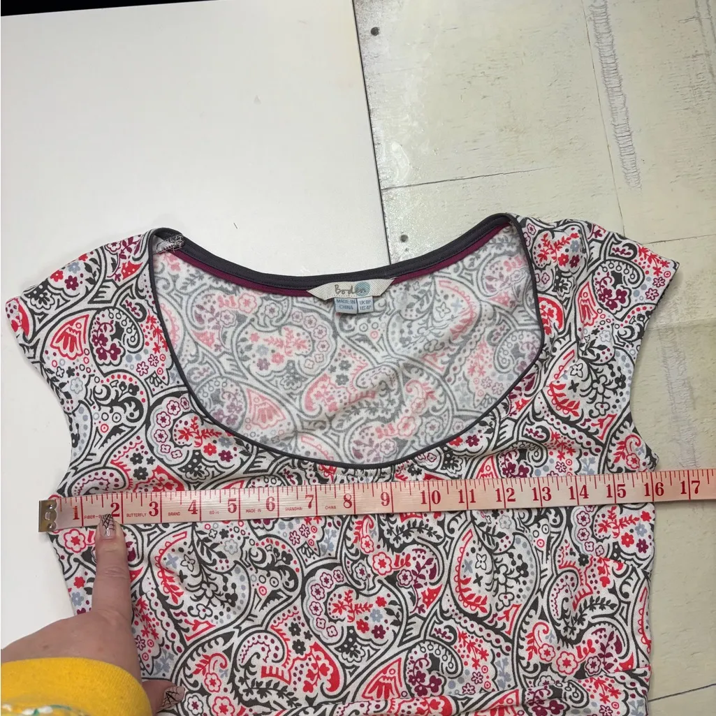 Boden Margot Jersey Scoop Neck Dress Size 4P Paisley Print Modal Cotton Pockets Gray - Image 4