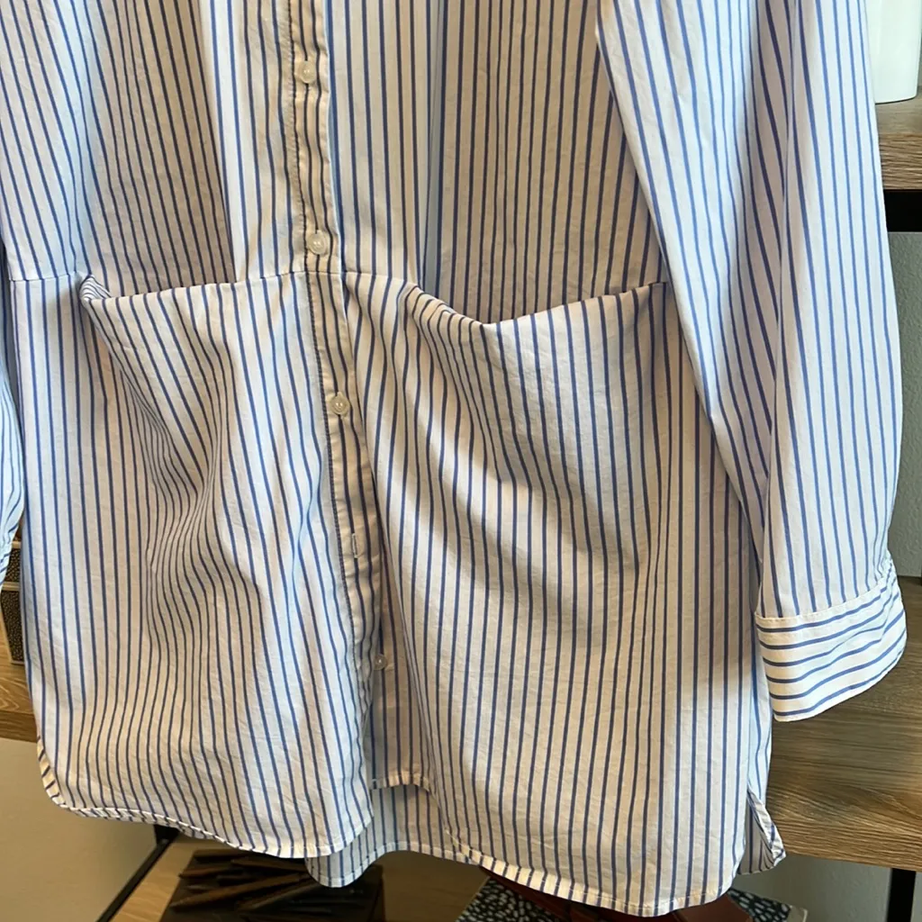 Calvin Klein Open Pocket Button Up Collar Blouse Top, M - Image 5