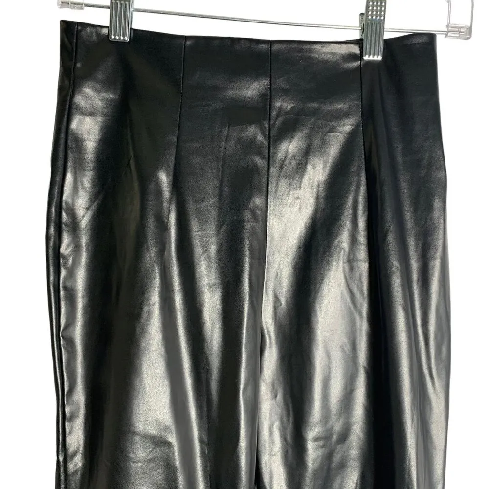 Princess Polly Faux Leather Lyra Pants 4 Black High Waisted Exposed Zip Skinny - Image 2