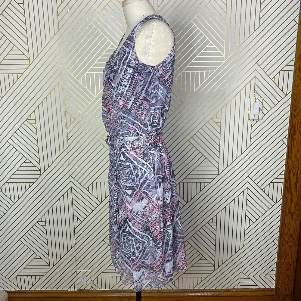 St. John‎ Sport Belted Gray & Pink Geometric Print Tank Dress Size US Small - Image 8