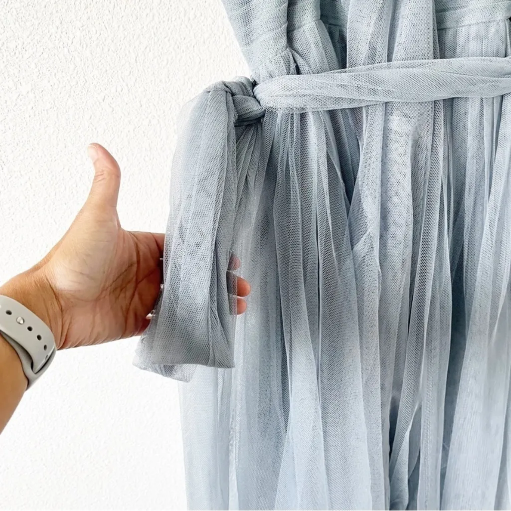 Adrianna Papell Strapless Tulle Convertible Gown in Slate Blue - Image 10