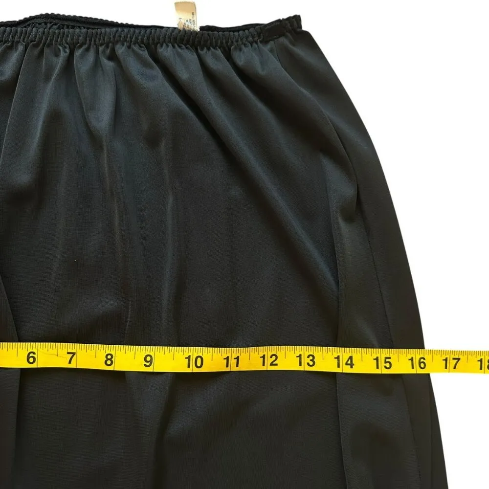 VTG 70s Maxi Half Split Slip M Lace Trim Hem Romantic Goth Lace Coquette Fairy Black Size M - Image 9