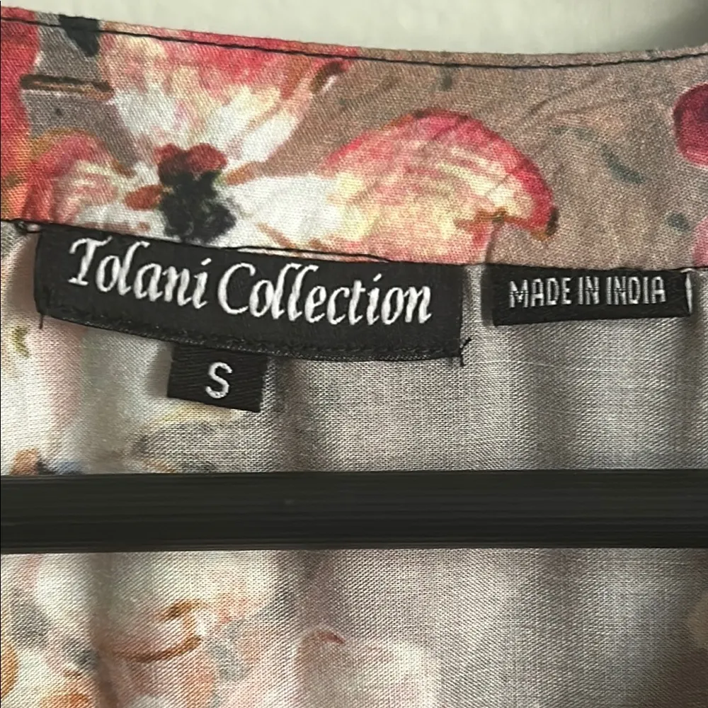 Tolani Collection of India Charming Floral Long Roll Up Sleeve Button Up Blouse Pink - Image 10