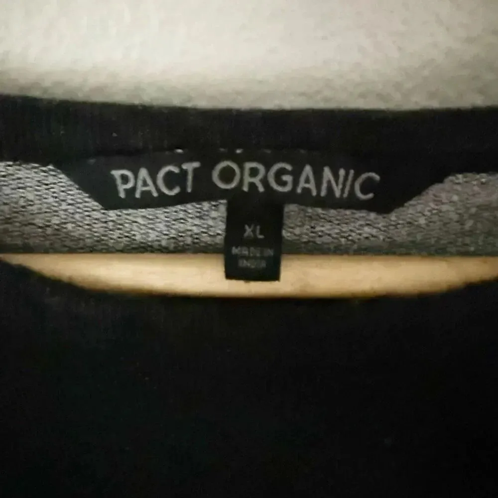 PACT ORGANIC | Crew Neck Sweatshirt Long Sleeve Cotton Black Oversized | Size XL - Image 4