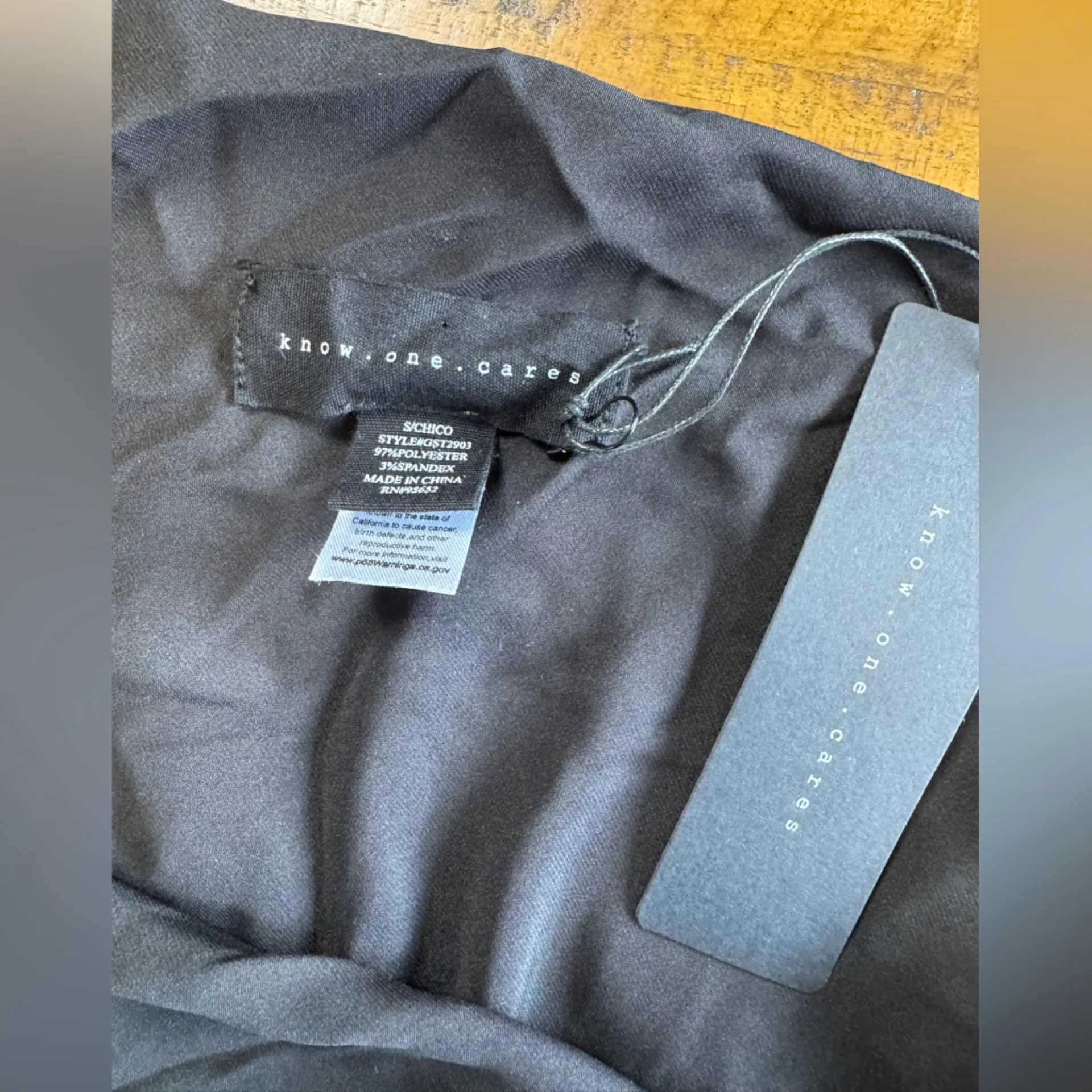 Know One Cares Asymmetric Rosette Camisole in black Satin Nordstroms NWT size S - Image 2