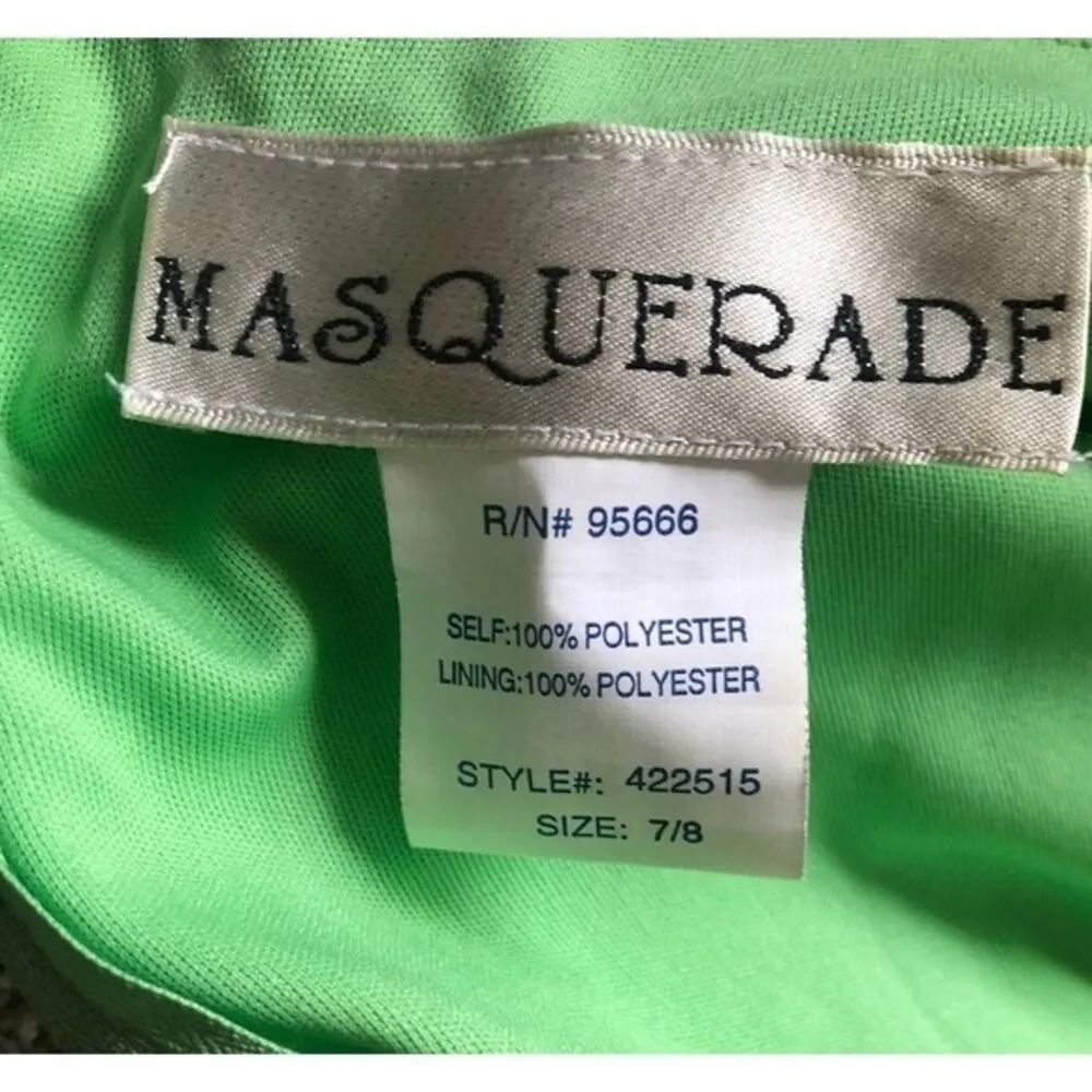 Masquerade Green Satin Pleated Sequined Jewel Formal Maxi Dress Size 7/8 - Image 11