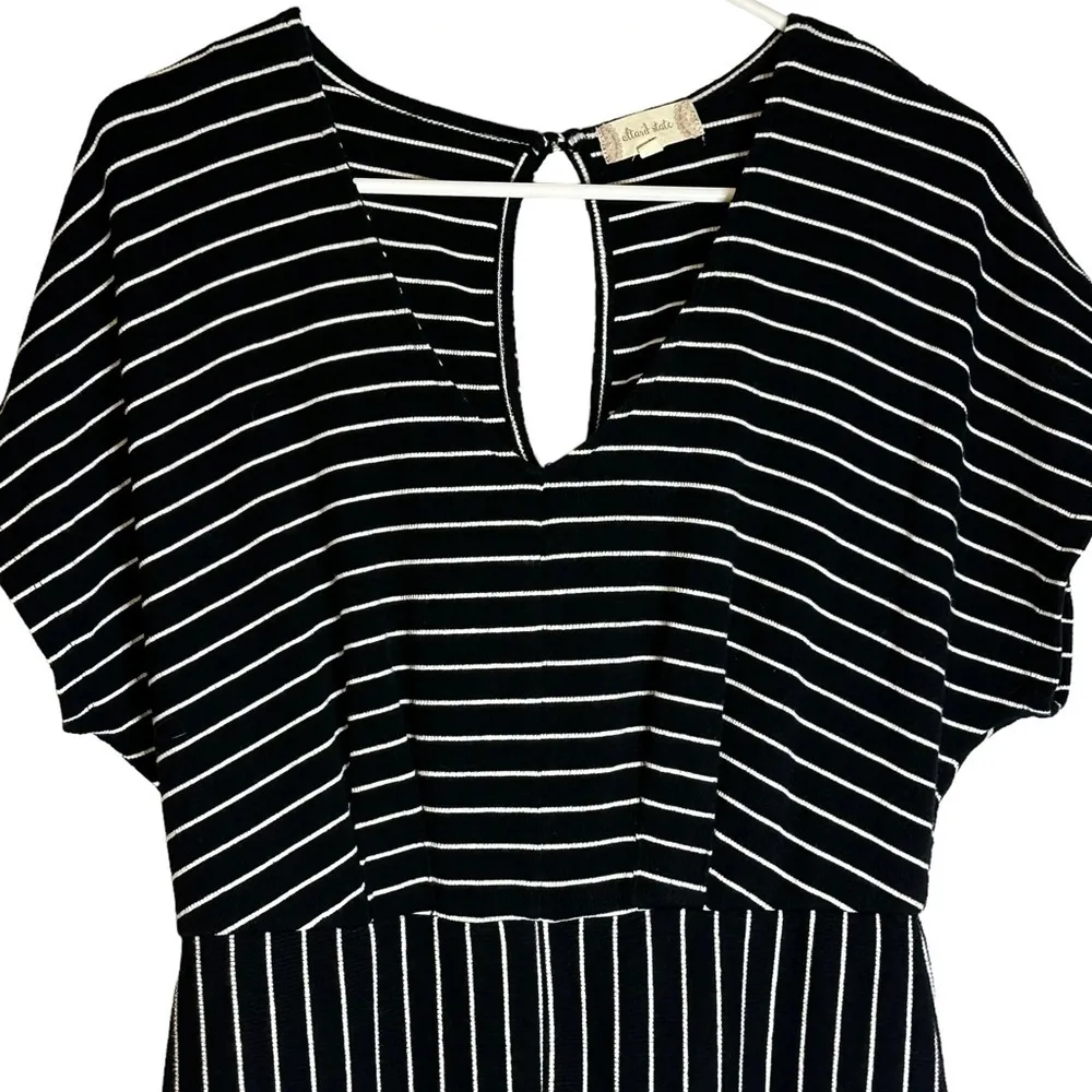 Altar’d State Black White Stripe Short Sleeve Jumpsuit Size Medium‎ JD3712KMQ - Image 2