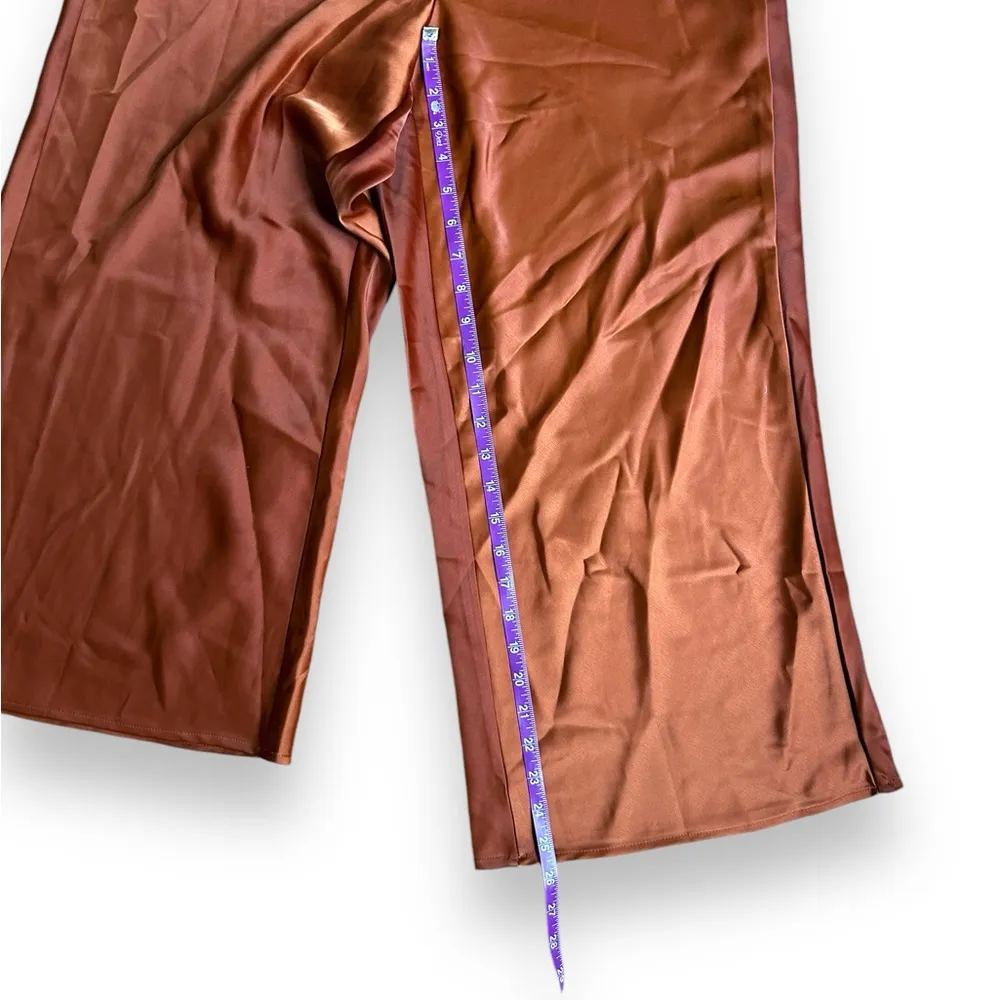 Joie Burnt Orange Satin Wide Leg Cropped Pants Womens Size 4 - Image 7