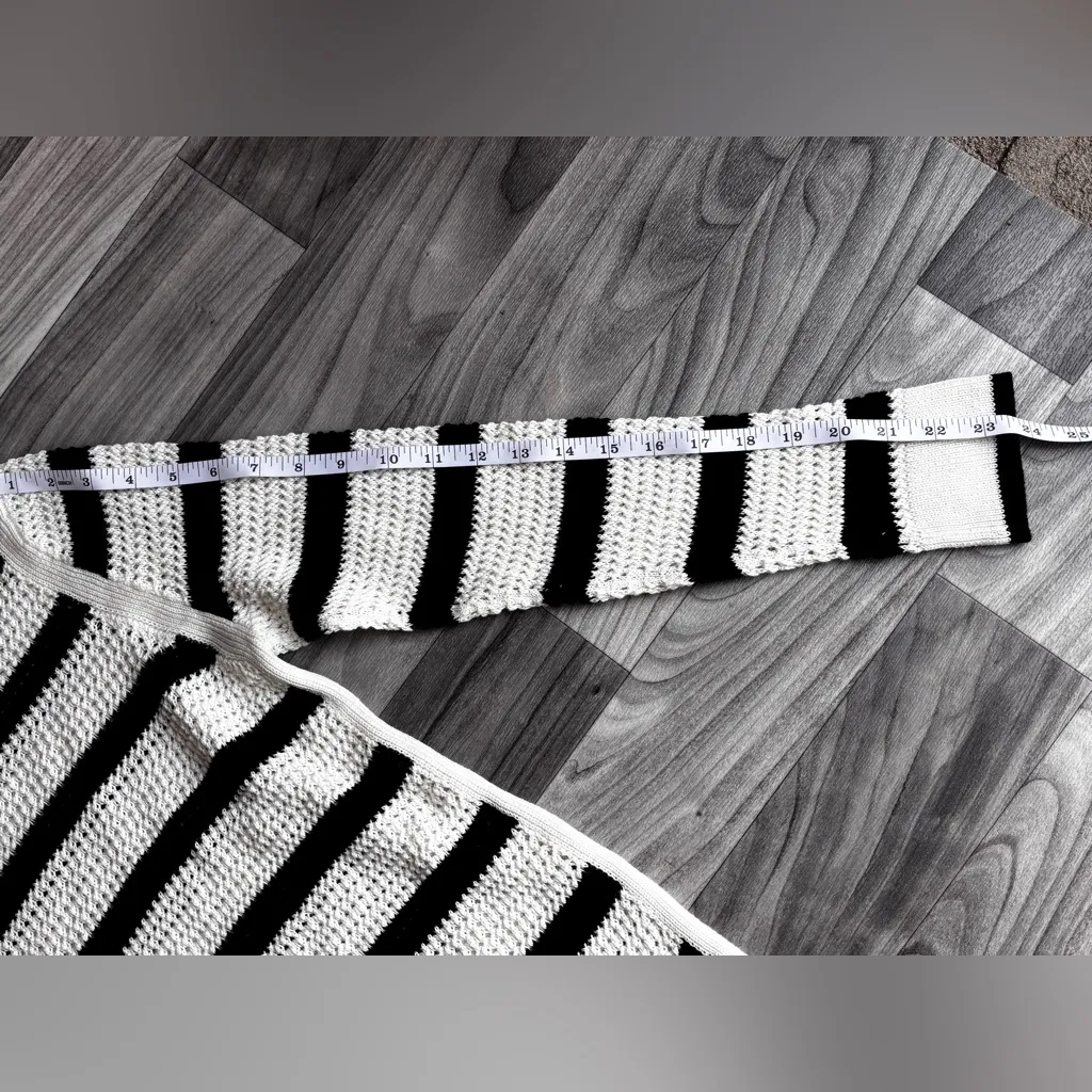Black and White Striped open knit Sweater - Image 7