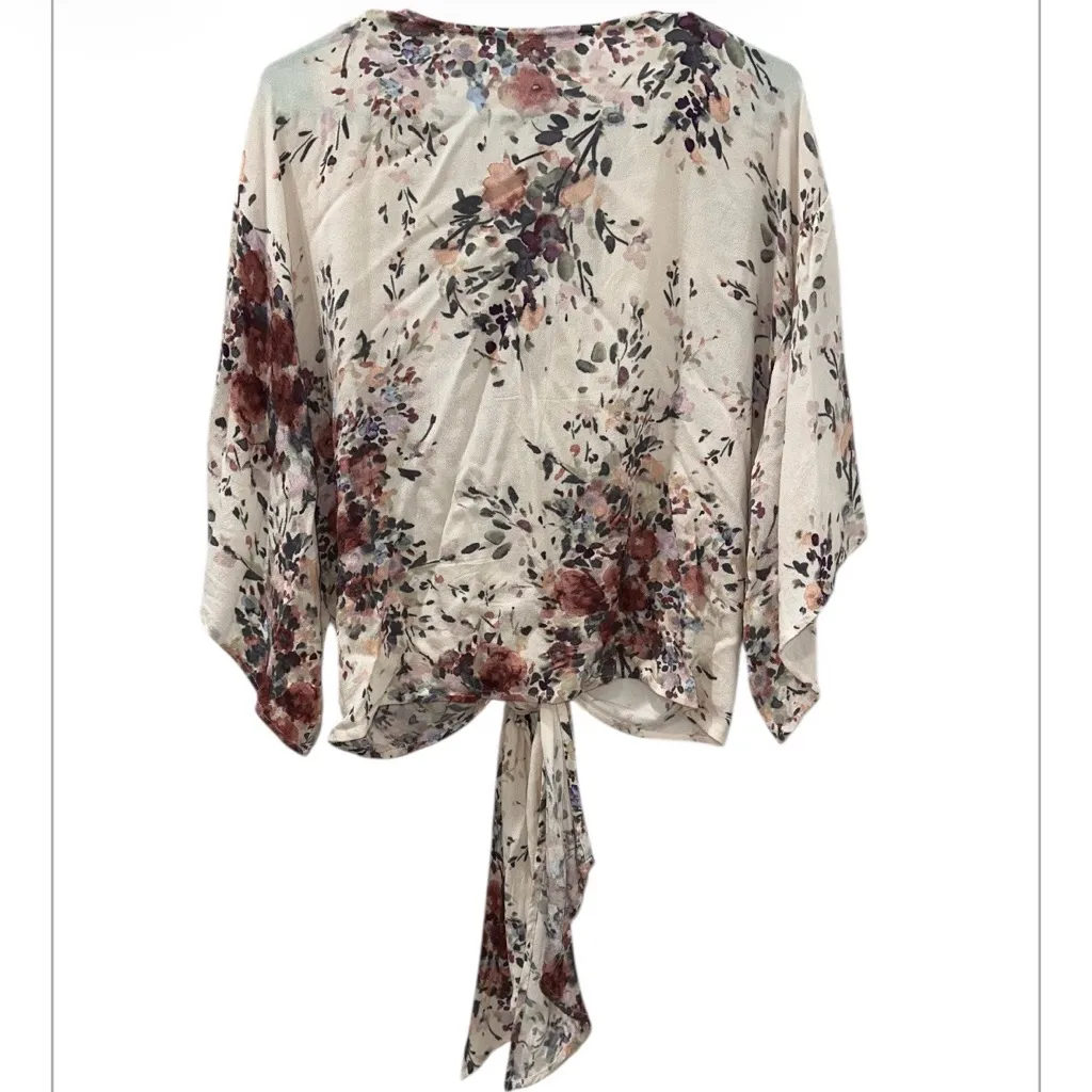 Love Stitch Juliet Floral Print Boho Tie Blouse Size Medium - Image 4