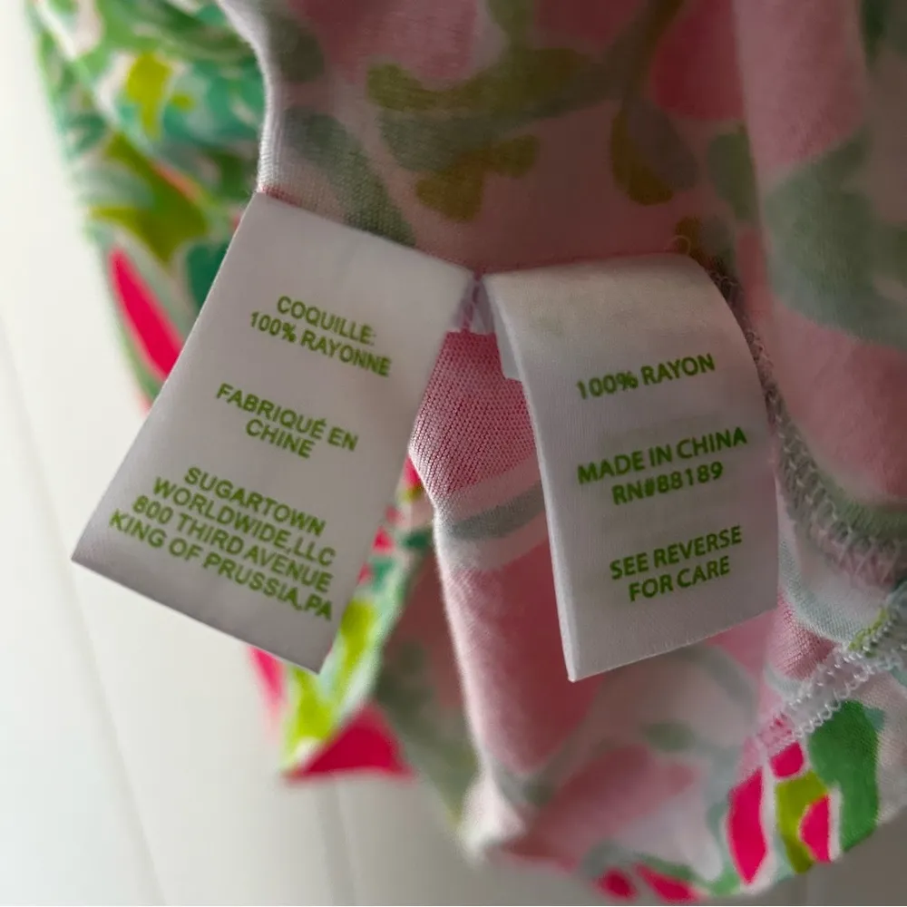 Lilly Pulitzer Tyra Flamingo Pink Don’t Give A Cluck Strapless Top X1 - Image 4