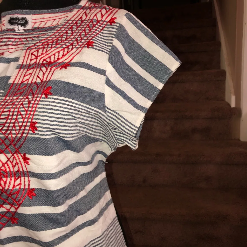 Mud Pie Red and White Striped Dress - Image 3