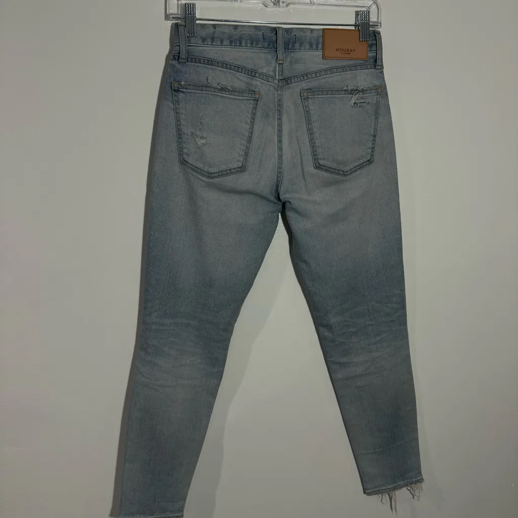 NWOT Moussy Vintage Vivian‎ Ripped Crop Skinny In Blue Size 24 - Image 7