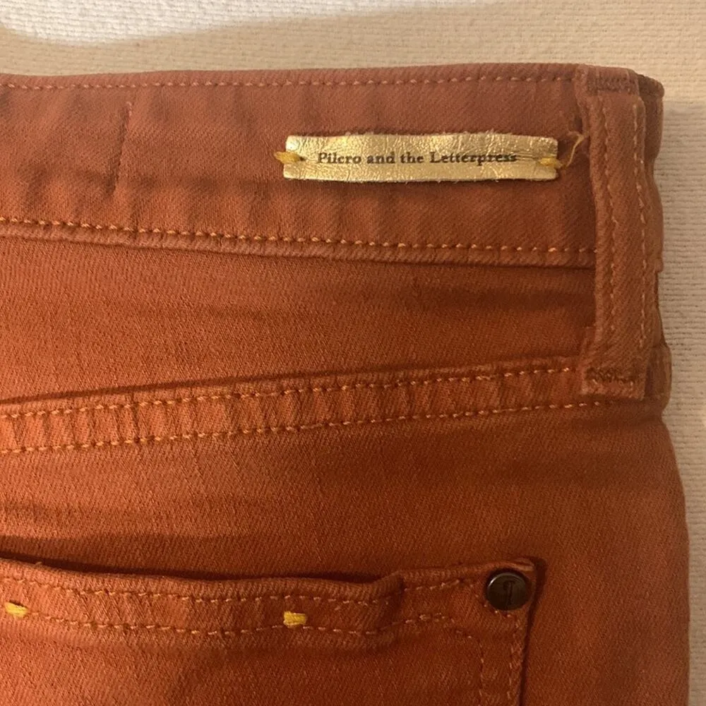 Pilcro womens 29 anthropologe rust orange jeans skinny stet fit denim mid rise - Image 7