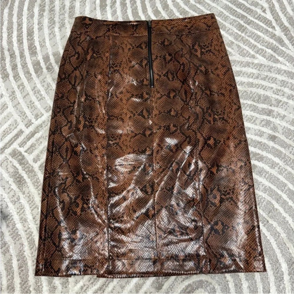 Express x Negin Mirsalehi Snakeskin Leather-like Midi Skirt 10 - Image 4