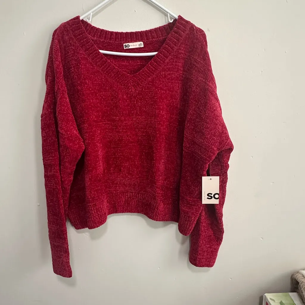 SO  Women's V-Neck Sweater - Red - Image 3