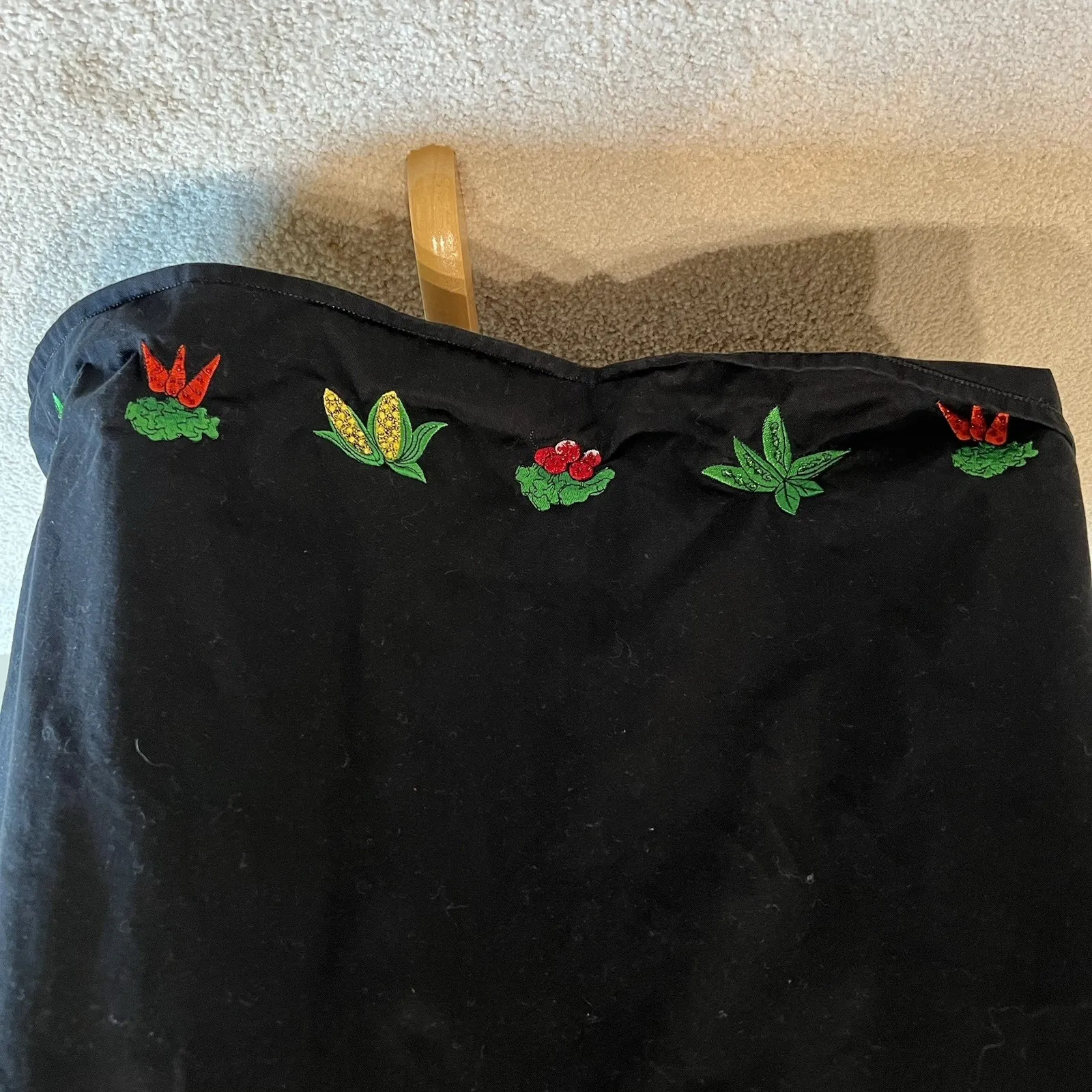 Quacker Factory  Black Bib Maxi Dress Plant‎ Your Dreams Womens 14 Veggies Garden - Image 3