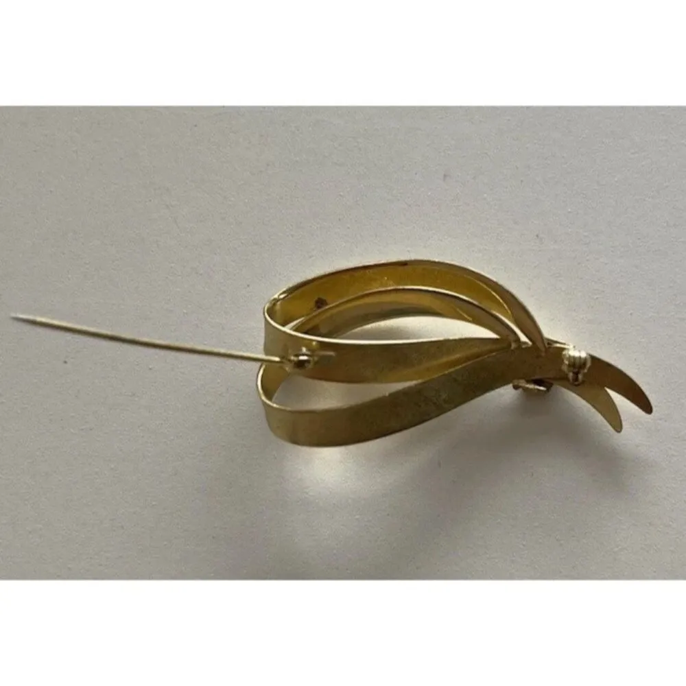 Vintage Gold Twisted Rope Duab Bow Brooch Pin Women’s Gold Tone Lightweight 80’s - Image 8