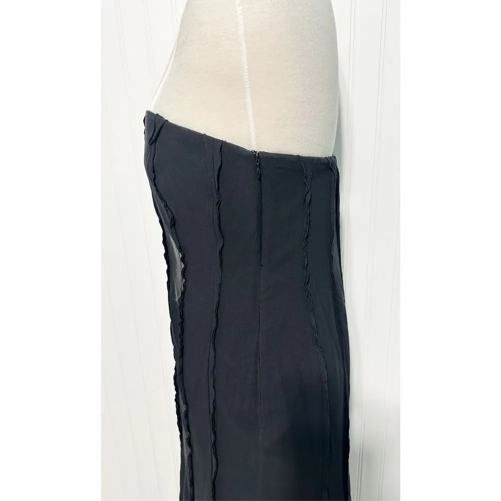 Ann Taylor Exposed Seam Sleeveless Maxi Gown Cocktail‎ Dress Silk Black Size 12 - Image 10