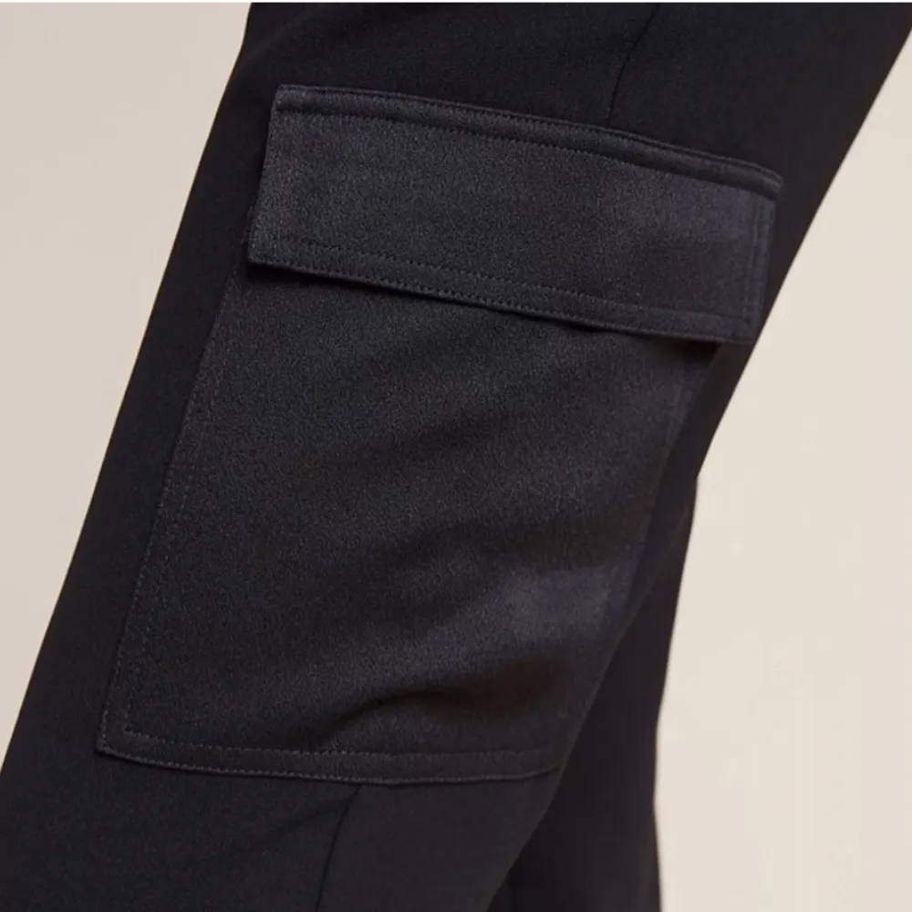 Anthropologie Maeve Delancey Satin-Trimmed Cargo Jogger Trouser Pant Black Small - Image 3