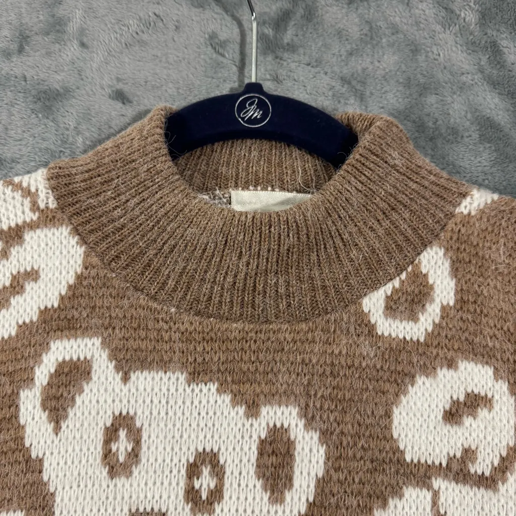 Vintage Needles & Yarn Teddy Bear Fluffy Knit Sweater Brown Size L - Image 6