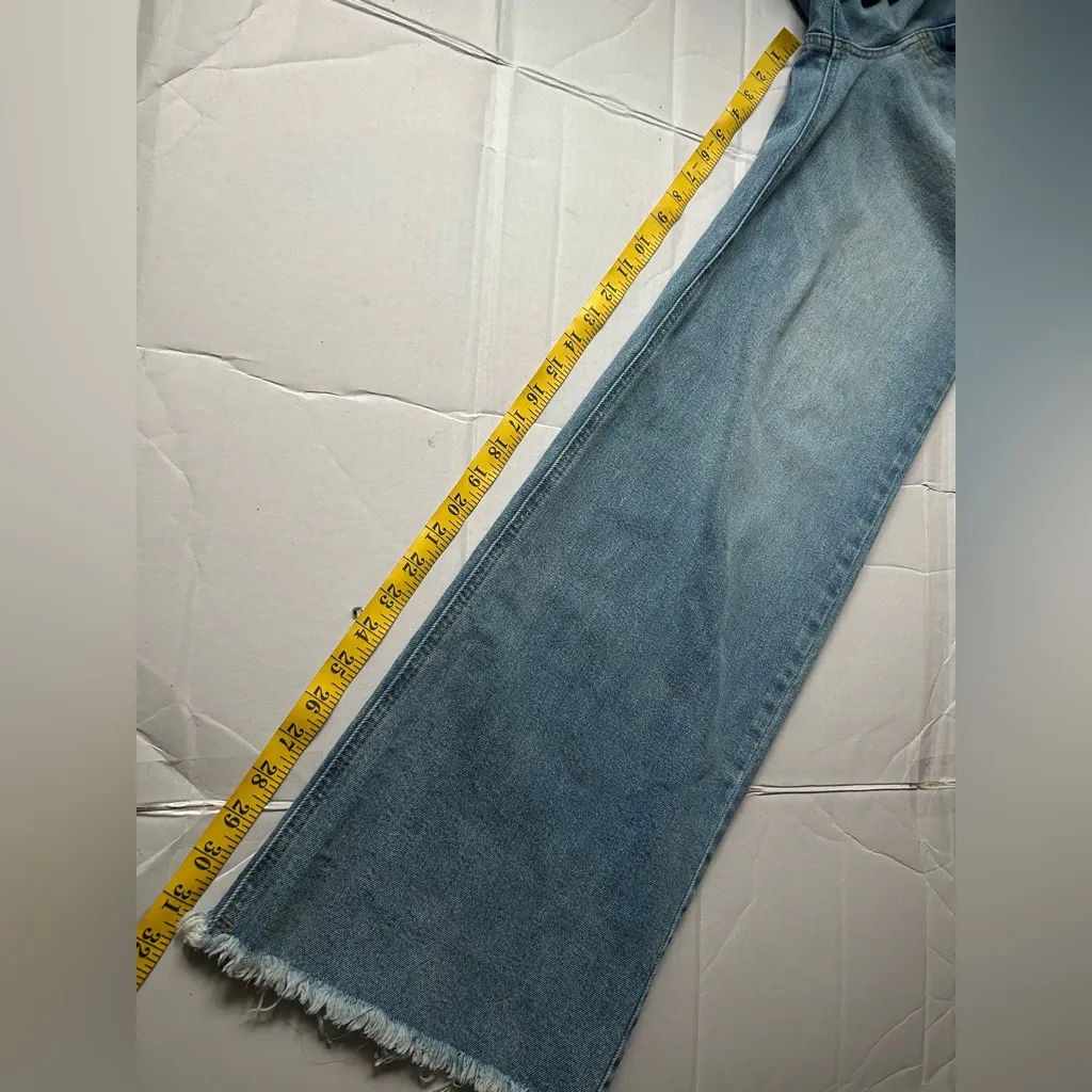 BCBGeneration High Rise Wide Leg Jeans Distressed Frayed Hem - Image 8