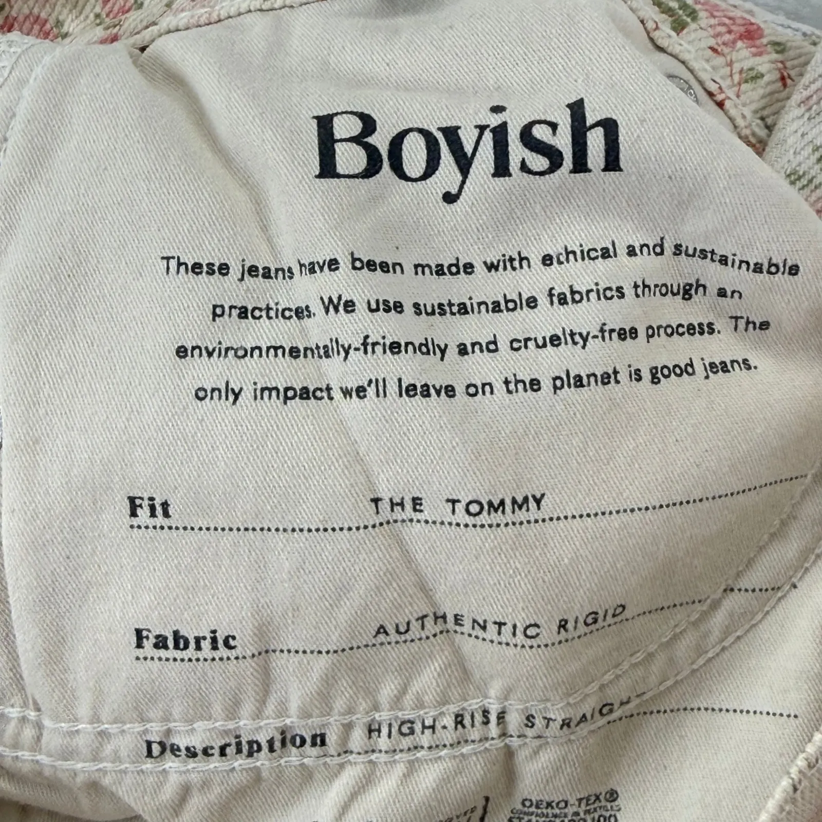 Boyish The Tommy High Rise Straight Leg Jeans Desert Rose Floral Print Size 26 - Image 11