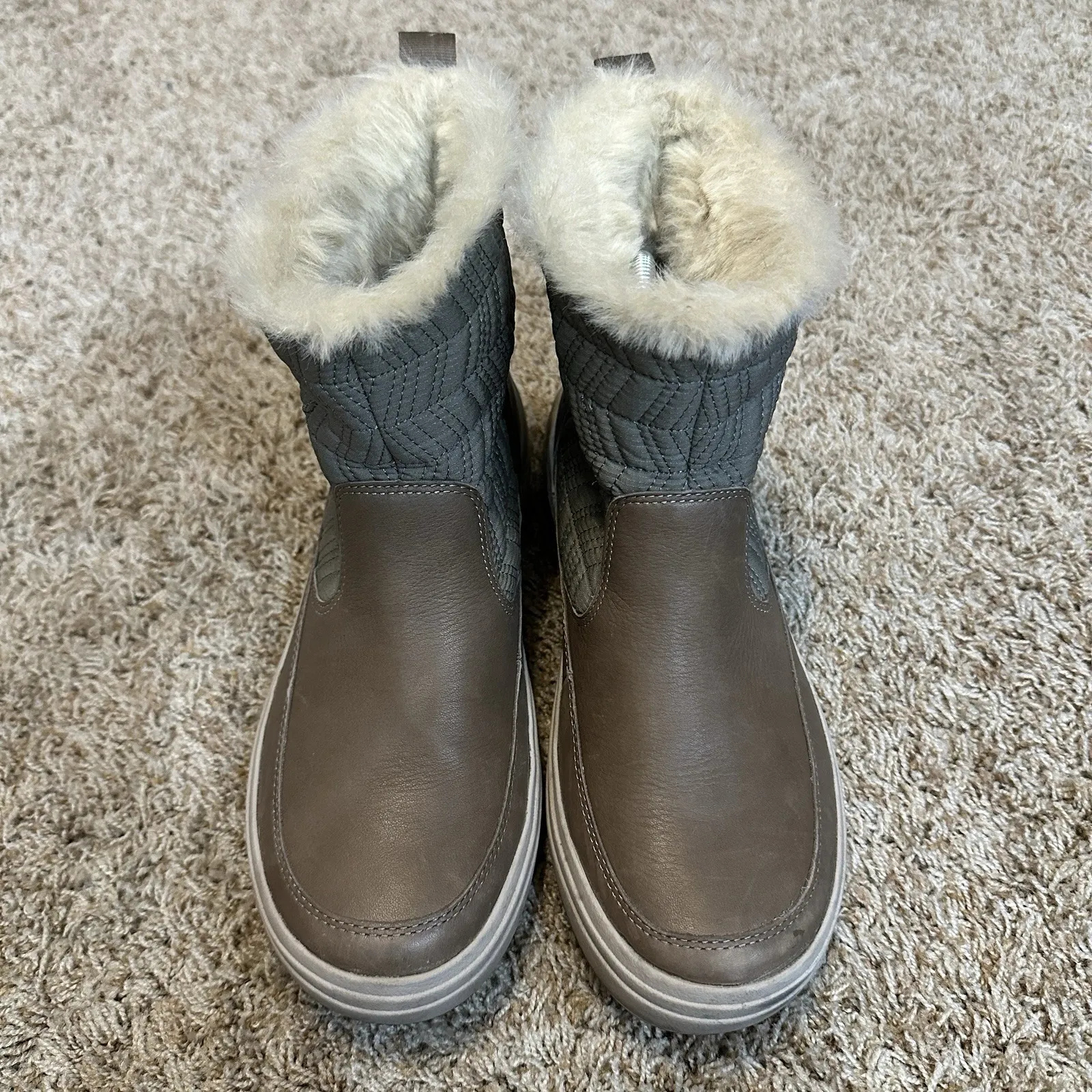 Merrell Womens 9 Haven Bluff Polar Waterproof Winter Boots Taupe Brown Faux Fur - Image 7
