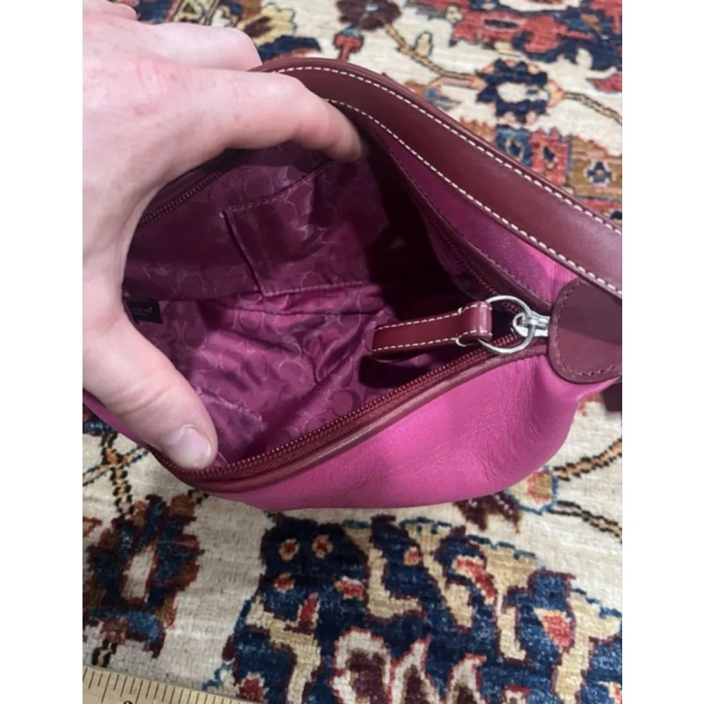 COACH Vintage Y2K Leather Mini Baguette Shoulder Baguette Bag Pink Leather - Image 7
