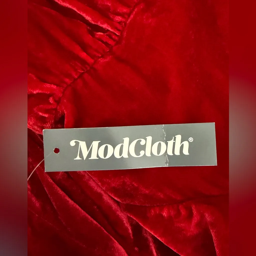 Modcloth Rich Red Velvet Mini Dress - Image 11