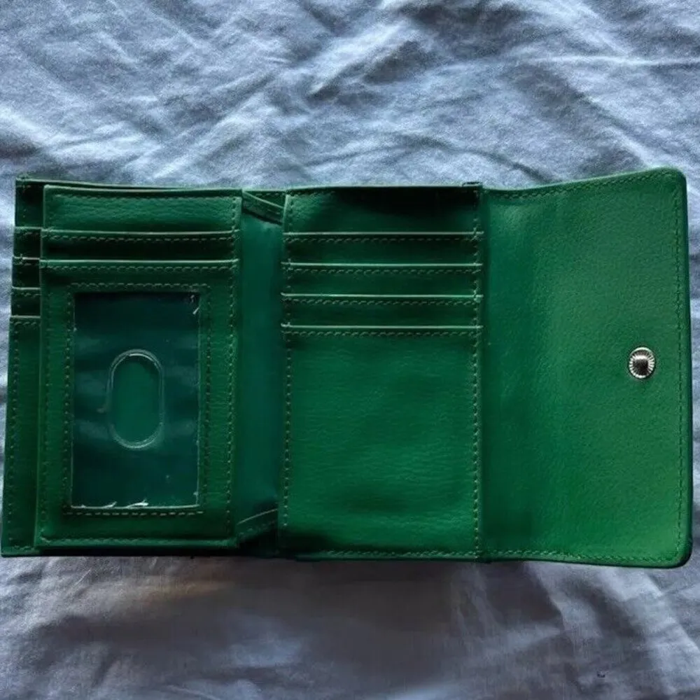 Vintage Safe Keeper 100% Genuine Leather Multi Zip Green Wallet Organizer - Image 8