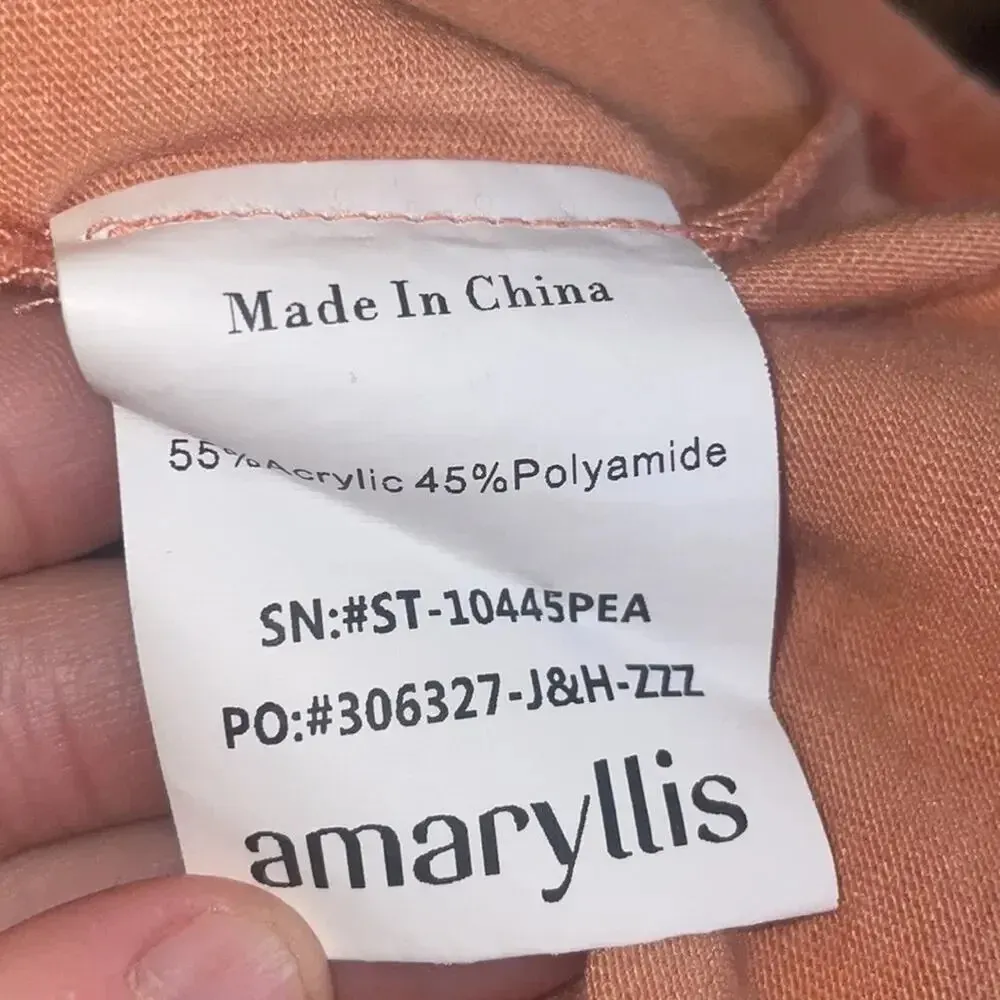 Amaryllis Women’s Size Small Flower Print Baby Doll Top Short Sleeve Orange - Image 5