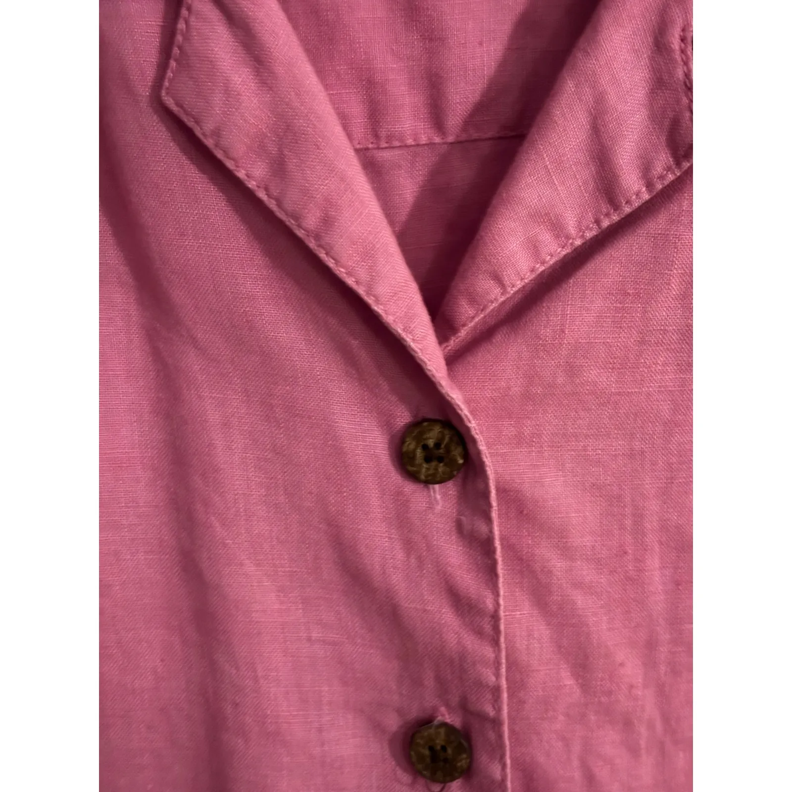 Caribbean Joe Women's Pink Linen Blend Short Sleeve Button Up Shirt Size L Size L - Image 2