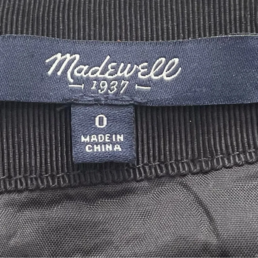 Madewell tweed textured A-line gray black lined ruffle mini skirt, size 0 summer - Image 3