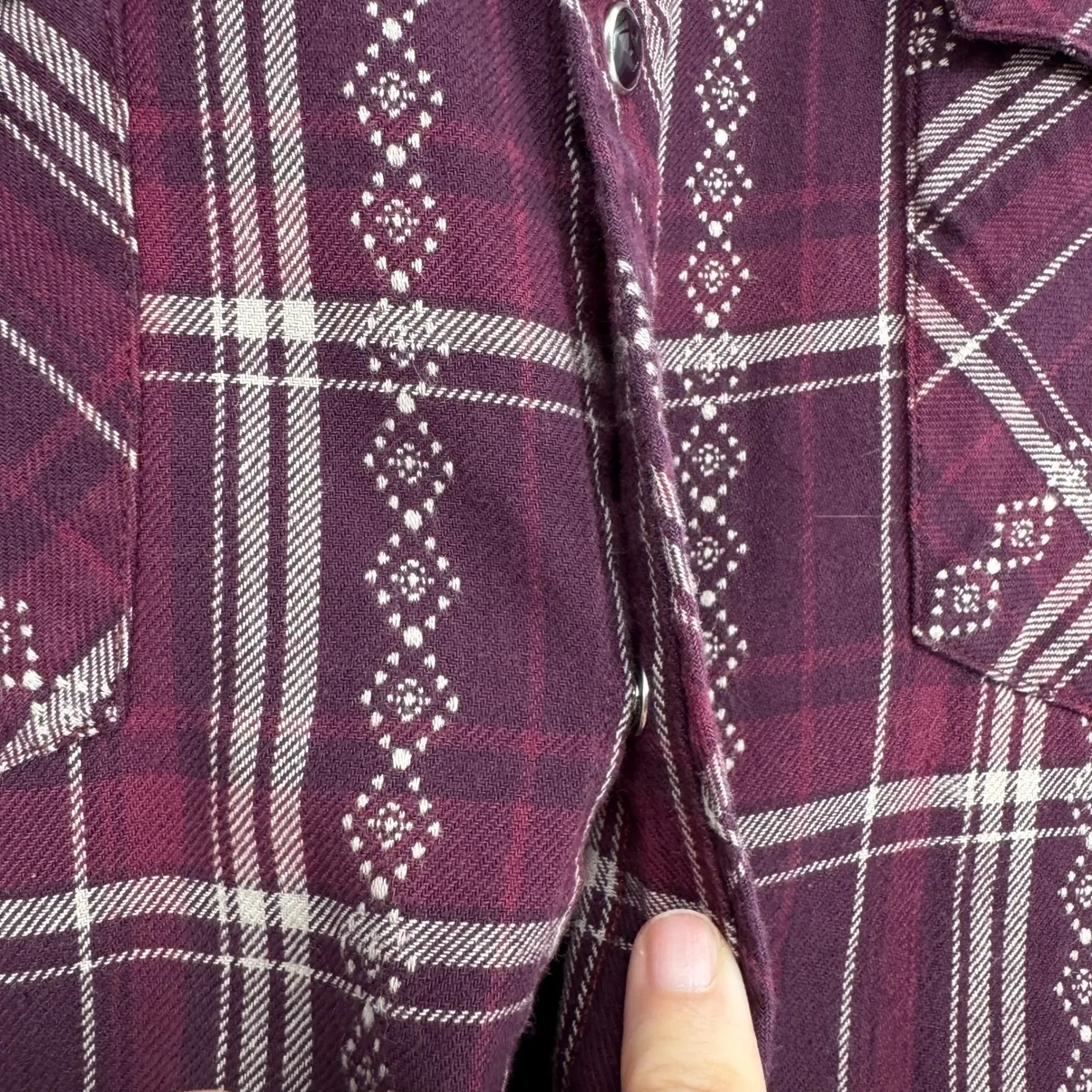 Stetson Plaid Western Shirt Womens 2XL Purple Snap Front Cotton Rodeo‎ Cowgirl - Image 6