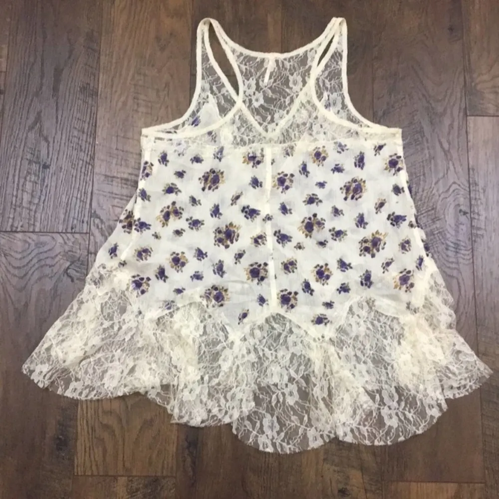Free People Bell Lace Trapeze Cami Floral Tank Top - Image 6