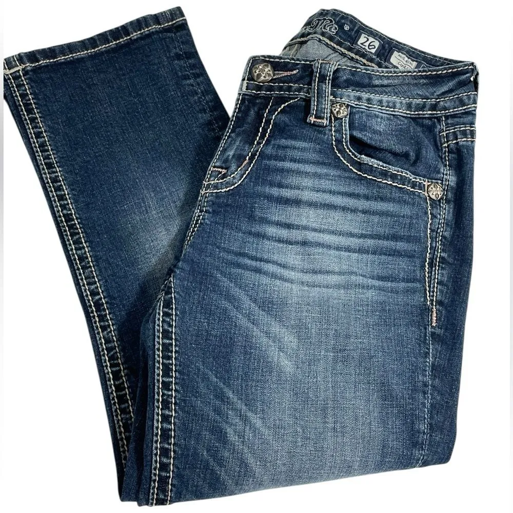 Miss Me‎ Mid Rise Denim Capris Size 26 Dark Wash Style MP8900P Jean - Image 4