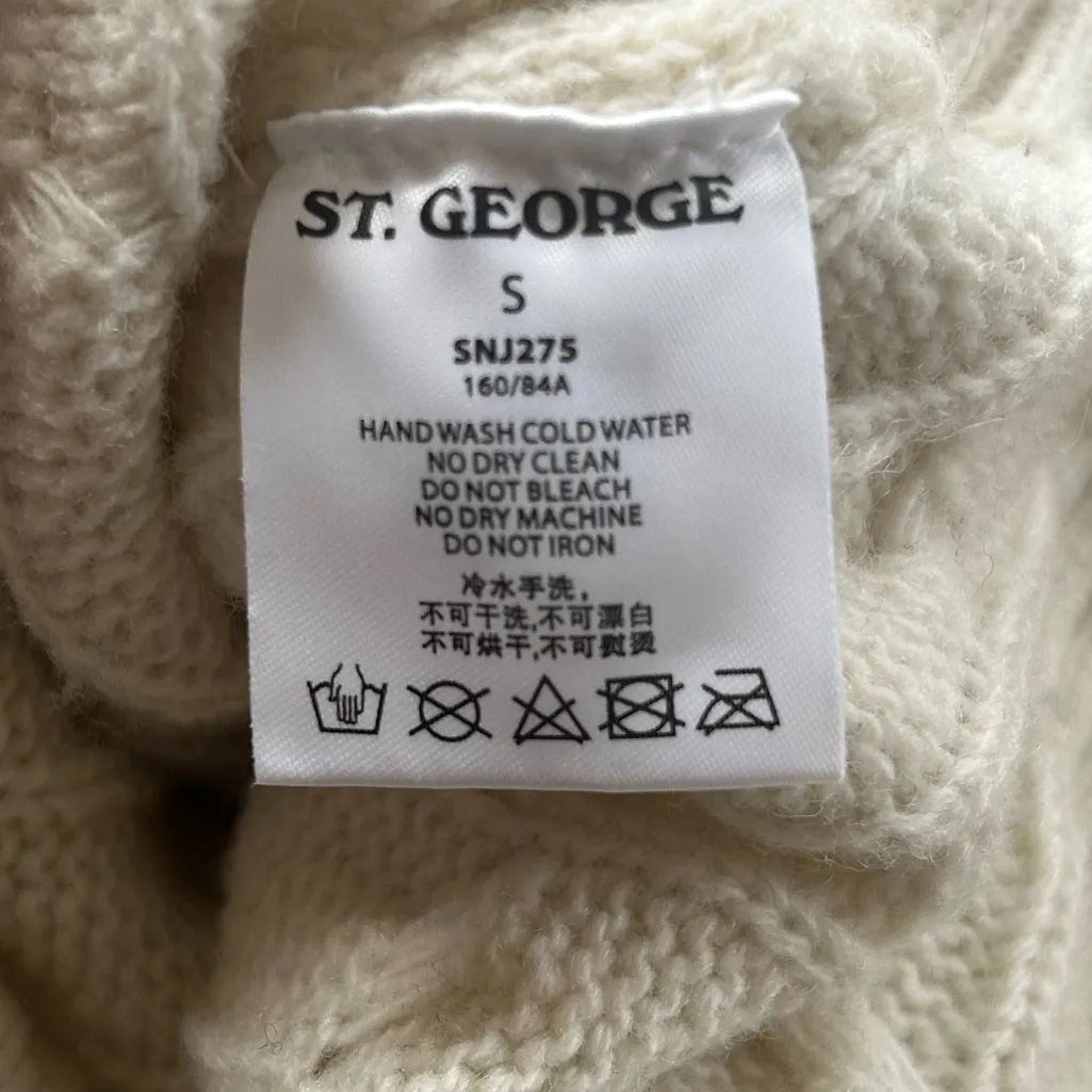 Brandy Melville St. George Wool Fisherman Cable Knit Cream Sweater Size Small - Image 5