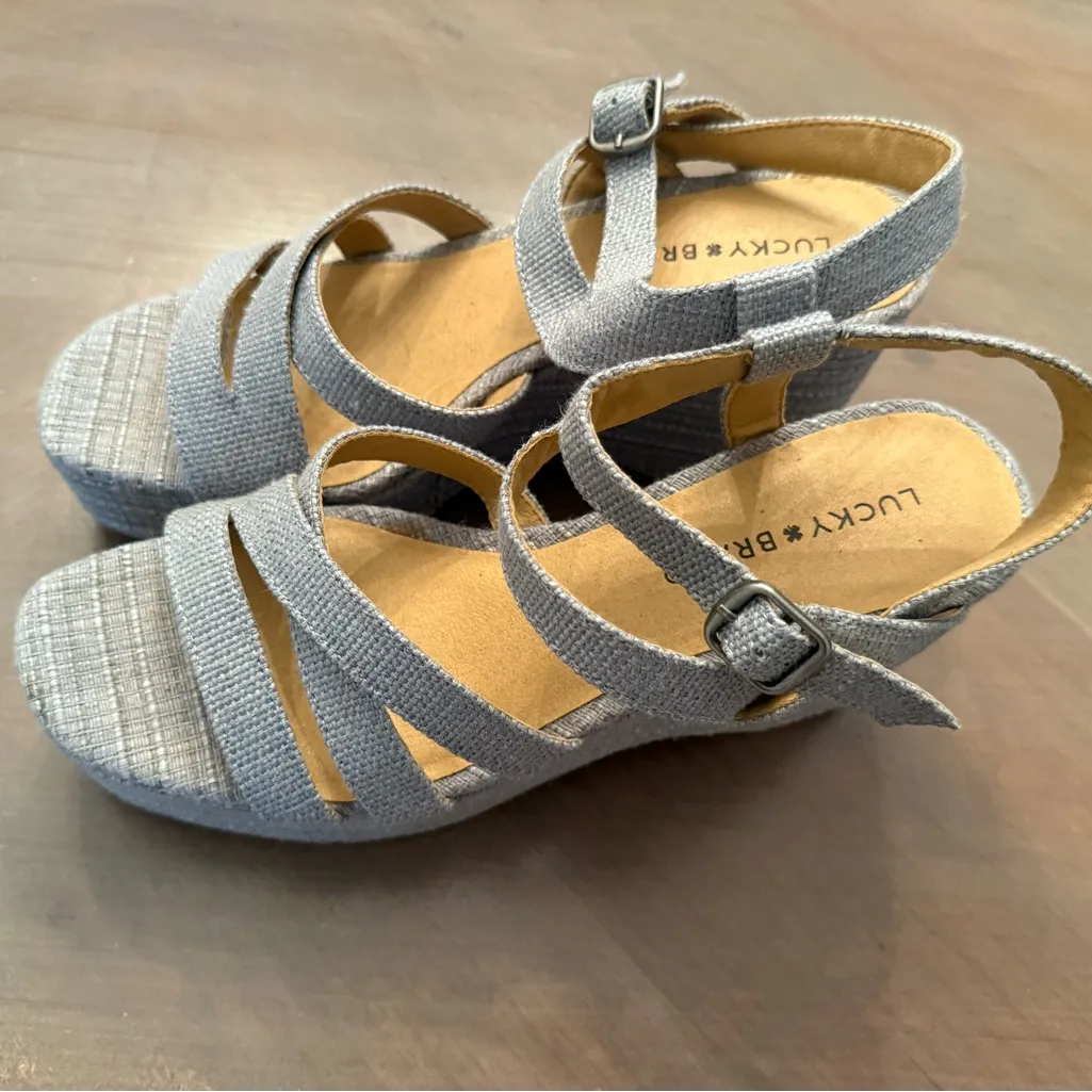 Lucky Brand Carlisha Raffia Sculpted Platform Wedge Ankle Strap Sandal - Image 6