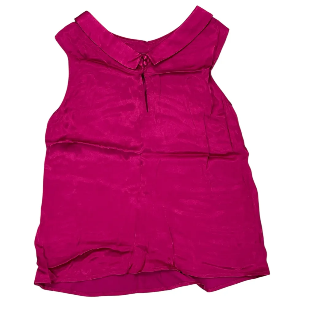 Boden Boat Neck Collared Hot Pink Sleeveless Top Size 6 - Image 2