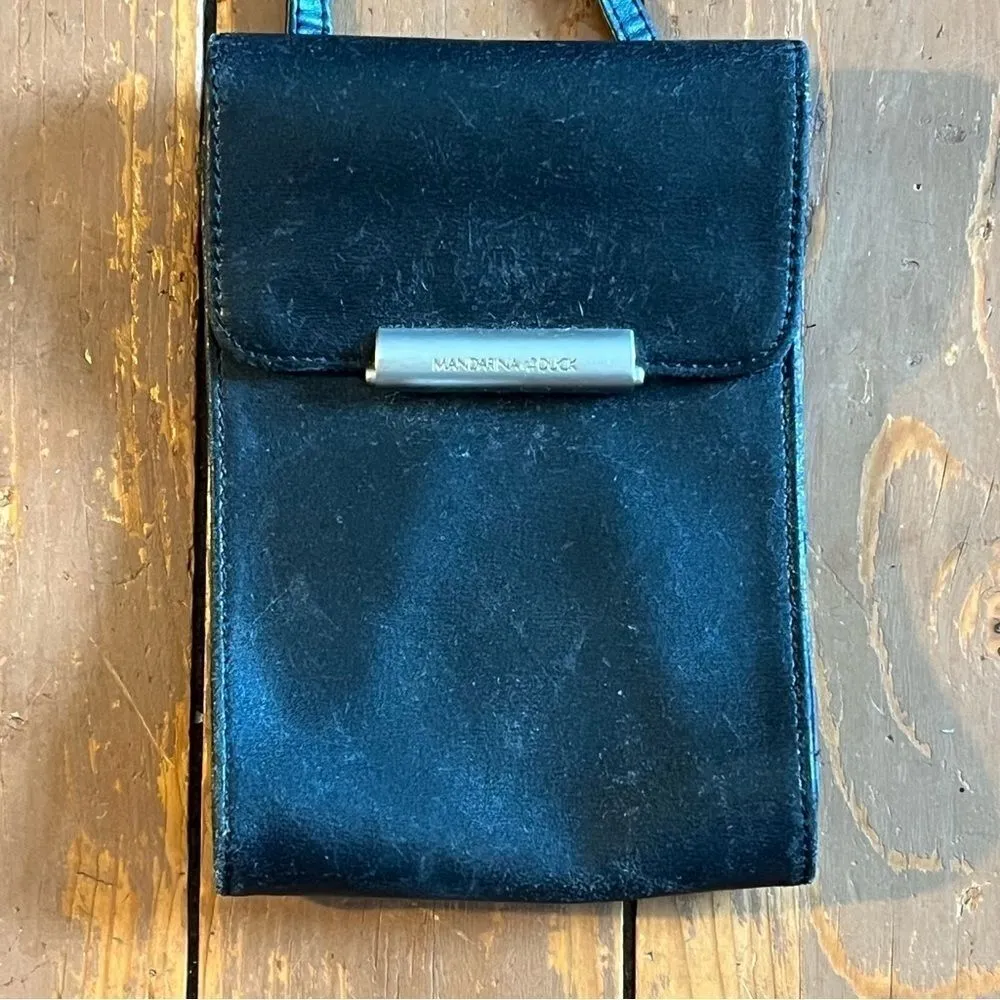 Mandarina Duck Leather Crossbody Bag Purse Black - Image 4